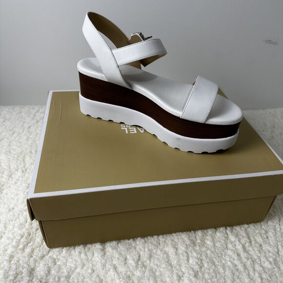 Michael Kors Marlon Platform Sandals Optic White  Size 6.5 - Picture 4 of 7